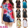 Women Summer Shirts Tops Loose Short Sleeve T Shirts Casual Floral Printed Button Shirts Blouse S-XXL