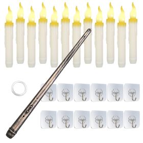 12Pcs Flameless Floating Candles LED Magic Hanging Candle Light Battery Operated Flickering Warm Light Window Candle With Magic Wand Remote for Hallow (Option: FloatingCandle Warm)