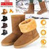 Women Ladies Snow Boots Waterproof Faux Suede Mid-Calf Boots Fur Warm Lining Shoes