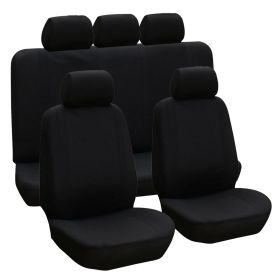 9Pcs Full Set Car Seat Covers For Auto Truck SUV Universal Front Rear Car Seats Headrest Protectors Split Bench Compatible (Option: CarSeatCover Black)