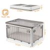 70QT/66L Foldable Storage Bins with Lid 4 Doors Collapsible Stackable Closet Organizer Containers with Lock 4Pcs Wheels