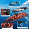 RC Boat With Colorful LED Light 10KM/H 40Mins 2.4Ghz Remote Control Racing Boat Toys With 2 Batteries Low Battery Alarm Overreach Warning For Pools La
