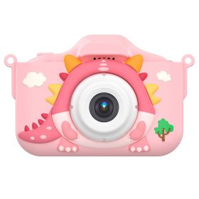 Dinosaur Kids Selfie Camera Cartoon Camera 48MP 1080P HD Digital Camera with Cartoon Case Card Reader 32G MMC Card for Boys Girls Aged 6+ Years Old (Option: KidsCamera Pink)