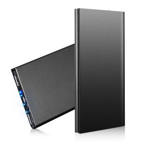 20000mAh Power Bank Ultra-thin External Battery Pack Phone Charger Dual USB Ports (Option: 20000mahPB Black)