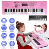 61 Keys Digital Music Keyboard Electric Piano Electronic Musical Instrument Kids Learning Keyboard with Stand Light Up Keys Microphone for 3-12 Year O