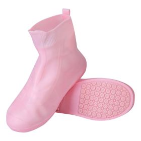 Waterproof Shoe Covers Reusable Not-Slip Rain Shoe Covers Protectors Foldable TPE Rubber Shoe Protectors For Men Women Kids (Option: ShoeCover PinkM)