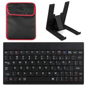 80 Keys Wired Keyboard Mini USB Connector Keyboard Portable Durable Keyboard w/ Carry Bag Tablet Stand for Android Window Tablet (Option: KeyboardKCS3PCKit Black)