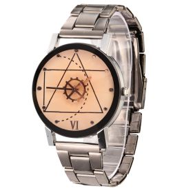 Couples Quartz Watch Men Women Stainless Steel Wrist Watch Ultra-Thin Cutting Craft Luxury Fashion (Option: CompassWatch MWhite)