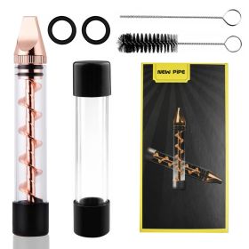 Glass Blunt Pipe Twisty 7-in-1 Grinder Blunt Kit w/ Smoking Metal Tip Cleaning Brush (Option: SmokingTwistyPipe RoseGold)