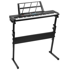 61 Keys Digital Music Electronic Keyboard Electric Musical Piano Instrument Kids Learning Keyboard w/ Stand Microphone For Beginners (Option: MusicKeyboard Black)