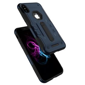 Rugged Phone Case for iPhone X Drop-protection Phone Case with Kickstand Heavy Duty Dual Layers Phone Protective Cover (Option: iPhoneXCase BLKRBlue)