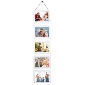 5x7IN Wall Hanging Picture Collage Frame 5-Opening Wall Decor Without Mat Rustic Style Wood Photo Frame Display (Option: Frame 5F57InWhite)