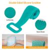 Silicone Back Scrubber Belt For Shower Exfoliating Foaming Body Wash Strap Brush Bristles Massage Dots W/ Adhesive Hook