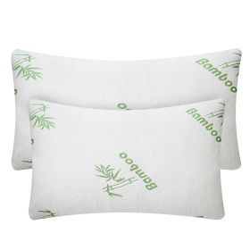 2Pcs Bamboo Memory Foam Pillow Hypoallergenic Bed Pillow For Head Neck Rest Sleeping Shredded Pillow Washable Cover Queen Size Pillow (Option: 2PcPillow King)