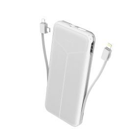 10000mAh Power Bank Portable Charger with US Plug 2 Built-in Cables External Battery Pack with 4 Ouputs 3 Inputs Fit For IOS Phone 14 Android And More (Option: PowerBank White)