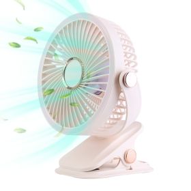Portable Quiet Clip On Fan With 5 Speeds 3 Brightness 720° Fully Adjustable Angle Type-C Rechargeable Clip Desk Wall Mounted Fan For Camping Office Ho (Option: ClipOnFan White)