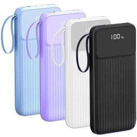 PD22.5W Fast Charger 20000mAh Fast Charging Power Bank Portable Charger with 4 Inbuilt Cables Digital Display Handle Fit For IOSPhone 15/14 Android An (Option: PowerBank Blue)