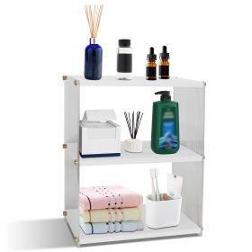 3-Tier Acrylic Countertop Organizer Bathroom Wood Counter Storage Rack Standing Vanity Cosmetics Shelf Cup Holder Desk Display Shelves (Option: Organizer White)