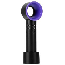 Portable Handheld Bladeless Fan Rechargeable Cooling USB Fan Desktop Use Fan w/ 3 Gears LED Indicator Cooling Fan (Option: BladelessFan Black)