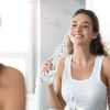 Portable Water Dental Flosser Cordless Rechargeable Dental Oral Irrigator IPX7 Waterproof Teeth Cleaner with 5 Modes 5 Nozzles 10.14oz Detachable Wate