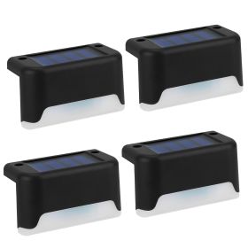 4Pcs Solar Powered LED Step Lights Outdoor IP55 Waterproof Dusk To Dawn Sensor Fence Lamps For Stairs Yard Railing (Option: DeckLight BlackWarm)
