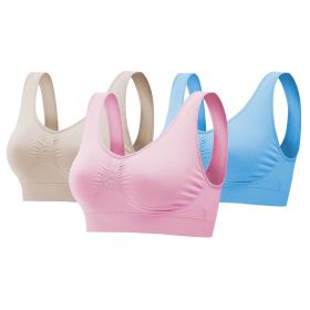 3 Pack Sport Bras For Women Seamless Wire-free Bra Light Support Tank Tops For Fitness Workout Sports Yoga Sleep Wearing (Option: Bra LPLBNude  2XL)