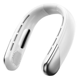 Portable Neck Fan With Type-C Charging Battery Hands-Free Bladeless Personal Fan 5 Speeds Digital Display Adjustable Neck Width for Man Woman Kid Home (Option: NeckFan White)
