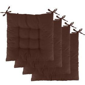 4Pcs Chair Cushion Pads Pillow 15.75x15.75x2.37in Soft Tie On Square Sitting Mats For Home Office Car Sitting Travel (Option: ChairSeatPad Brown)