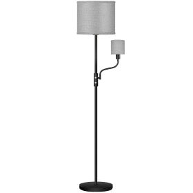 67.32In Mother Daughter Floor Lamp with Linen Shade 3200K Brightness 360° Adjustable Reading Light Modern Decoration Standing Lamp for Living Room Bed (Option: FloorLamp Grey)