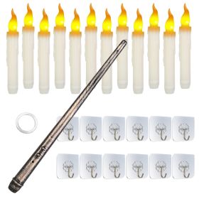 12Pcs Flameless Floating Candles LED Magic Hanging Candle Light Battery Operated Flickering Warm Light Window Candle With Magic Wand Remote for Hallow (Option: FloatingCandle Yellow)