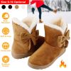 Women Ladies Snow Boots Super Soft Fabric Mid-Calf Winter Shoes Thickened Plush Warm Lining Shoes w/ Anti-slip Rubber Base Bowknot