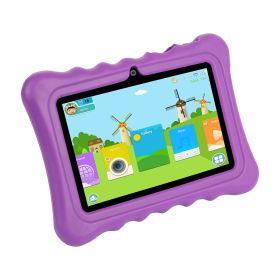 Shock-resistant Silicone Snap-on Case with Stand for 7” Tablets (Option: TabletKidCase Purple)
