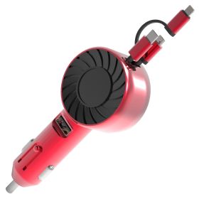 21W 3 In 1 Retractable Car Charger Fast Car Charger Mini Car Phone Charger with USB Port Type-C Cable LT & Micro Cable Fit For IOS Phone 15/14/13 And (Option: CarCharger Red)