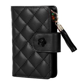 Women Wallet PU Leather Lady Clutch Case Credit Card Holder ID Card Window Coin Purse w/ Tassel For Girls (Option: LeatherWallet Black)