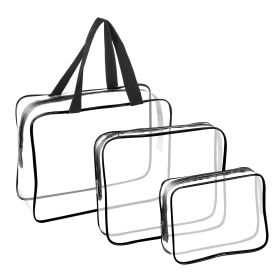 3Pcs Clear Travel Bags Waterproof Cosmetic Makeup Lotion Toiletry Wash Handbags Transparent Holder Pouch Kits For Swimming Travel Hotel (Option: 3PcsMakeupBag Black)