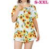 Women Summer Shirts Tops Loose Short Sleeve T Shirts Casual Floral Printed Button Shirts Blouse S-XXL