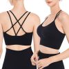 3Packs Women Cross Back Sport Bras Padded Strappy Medium Support Bras Sexy Fitness Tank Tops with Removable Pads for Gym Yoga Workout Running