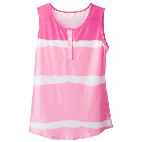Women Tie-dye Sleeveless Tank Tops Summer Loose T Shirts Tops Button Down Shirts Vest Blouse Plus Size (Option: PlusShirt L  Pink)