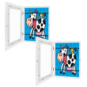 11.69x16.53in Kids Art Frame Front Opening Wooden Frame Artwork Display Storage Frame A3 Picture Frame Wall Display for Photo Art Projects Picture Chi (Option: 2PcsArtFrames WhiteA3)