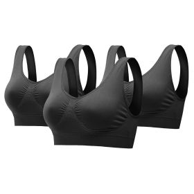 3 Pack Sport Bras For Women Seamless Wire-free Bra Light Support Tank Tops For Fitness Workout Sports Yoga Sleep Wearing (Option: Bra BKBKBK  3XL)