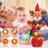 Kid Electric Dance Toy Christmas Elk Snowman Senior Penguin Plush Toy Interactive Sing Song Whirling Mimicking Recording Light up Toy