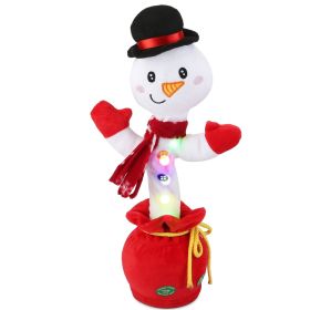 Kid Electric Dance Toy Christmas Elk Snowman Senior Penguin Plush Toy Interactive Sing Song Whirling Mimicking Recording Light up Toy (Option: DancingToy Snowman)