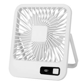 Mini Desktop Cooling Fan Rechargeable Battery Powered Personal Fan Speed Adjustment Strong Airflow Quiet Travel Fan with LCD Display for Home Office T (Option: DeskFan White)