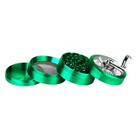 Herb Spice Tobacco Grinder 2.5-inch 4-Piece Zinc Alloy Hand Crank Crusher Kitchen Mill with Pollen Scraper (Option: StainlessHandleHerbGrinder Aqua)