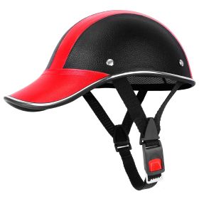 Safety Bicycle Helmet Adjustable Windproof Bike Helmet Sunshade Baseball Cap Anti-UV Cycling Motorcycle Hat Leather Helmet (Option: BicycleHelmet Red)