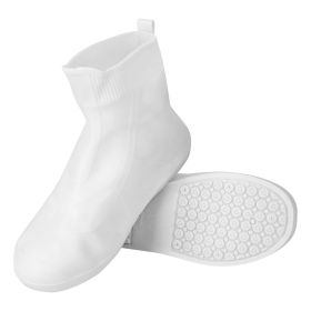 Waterproof Shoe Covers Reusable Not-Slip Rain Shoe Covers Protectors Foldable TPE Rubber Shoe Protectors For Men Women Kids (Option: ShoeCover WhiteXL)