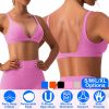 Women Deep V-Neck Sports Bras U-Shaped Back Sport Bras Padded Strappy Crop Open Back Low Impact Bras Sexy Fitness Tank Tops with Removable Pads for Gy