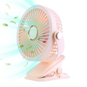 Portable Quiet Clip On Fan With 5 Speeds 3 Brightness 720° Fully Adjustable Angle Type-C Rechargeable Clip Desk Wall Mounted Fan For Camping Office Ho (Option: ClipOnFan Pink)