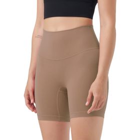 Women\'s High Waist Biker Shorts Tummy Control Pants Athletic Leggings Spandex Booty Shorts with 6.3In Inseam No Front Seam for Workout Yoga Running V (Option: BikerShorts CoffeeL)