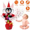 Kid Electric Dance Toy Christmas Elk Snowman Senior Penguin Plush Toy Interactive Sing Song Whirling Mimicking Recording Light up Toy
